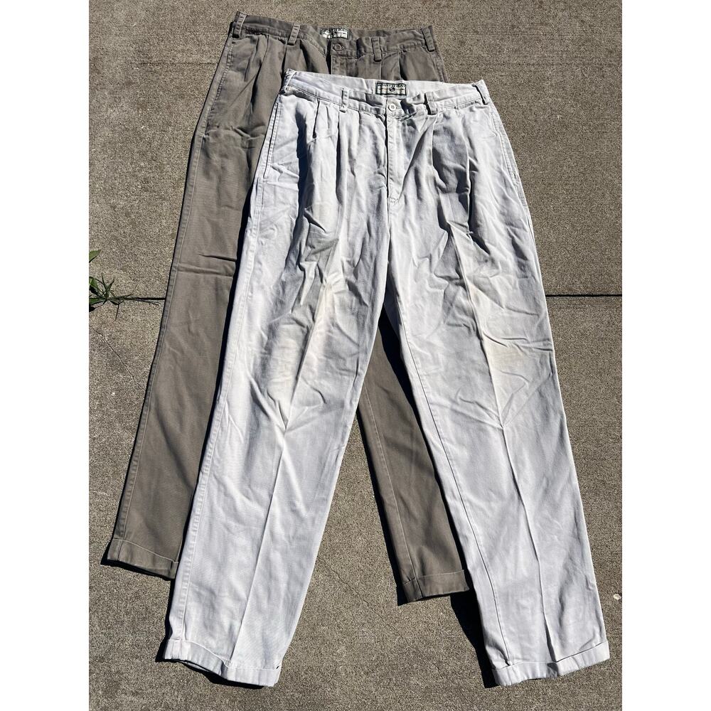 Vtg North Bay Pleated Khaki‎ Chinos Bundle 36x33 Cotton Utility Preppy Workwear